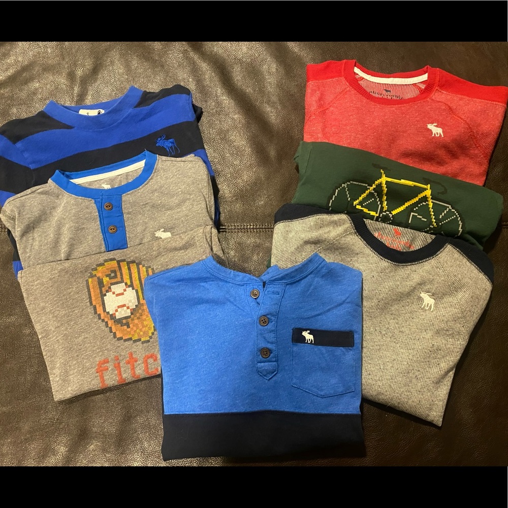 Lot of 7 long sleeved Abercrombie Kids shirts Boys Size small 9/10